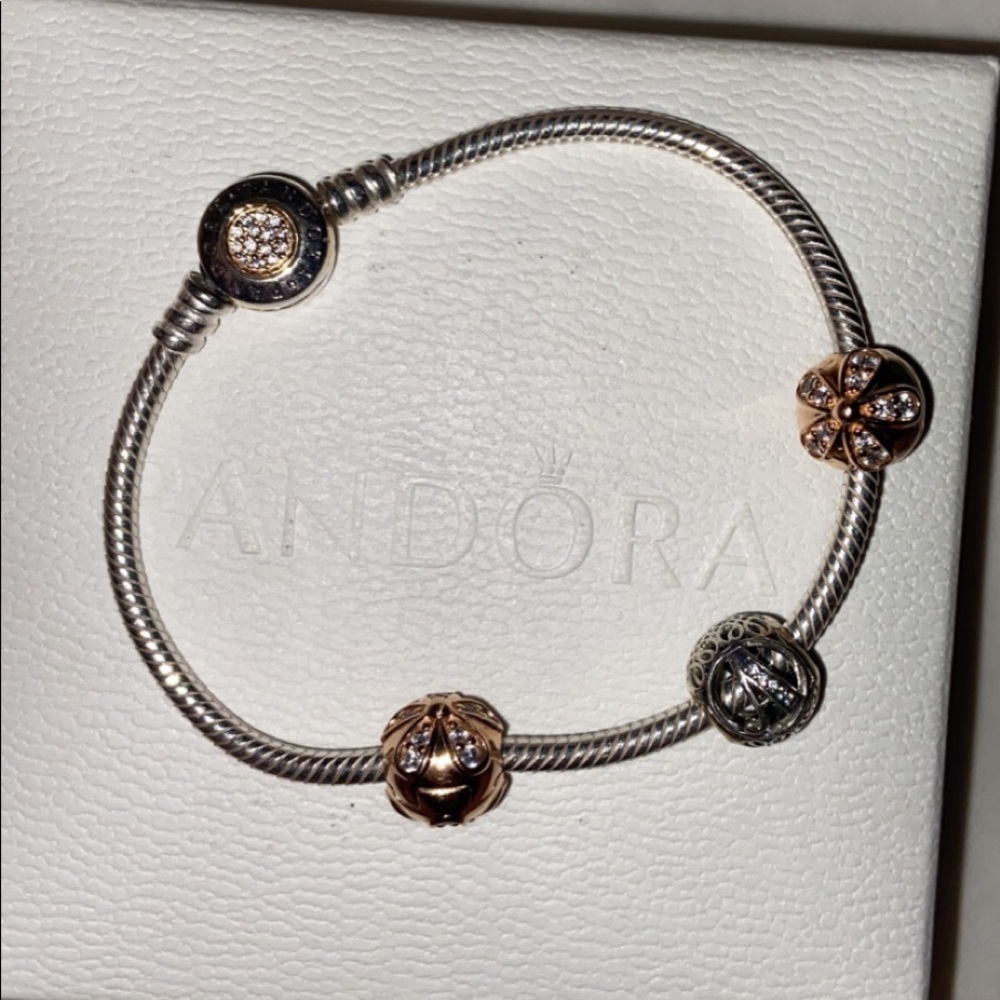 Authentic Pandora Bracelet with 3 charms